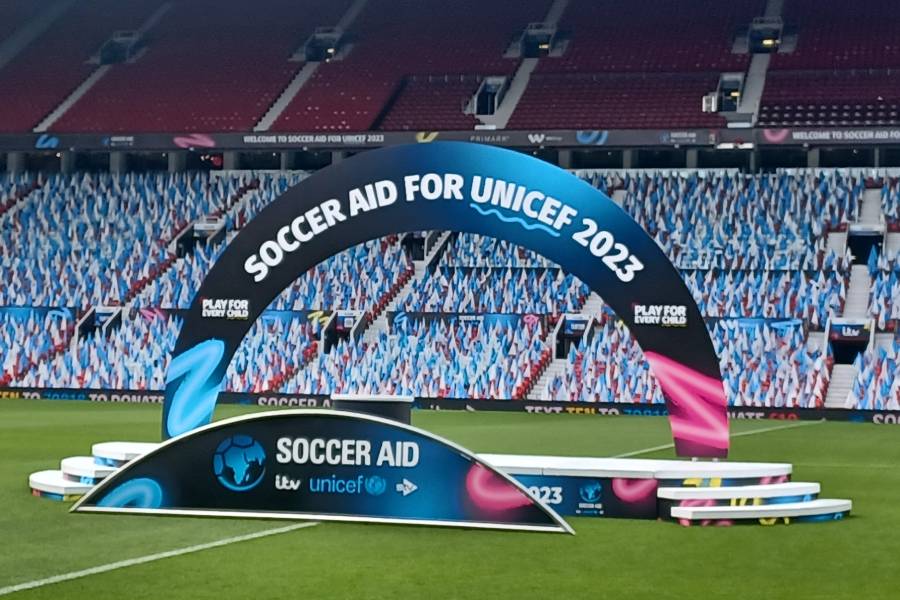 Large Curved Header Stage Soccer Aid 2023