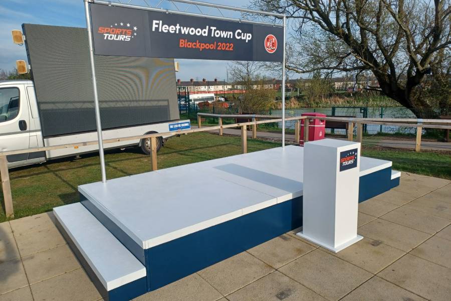 Small presentation stage for football tournaments